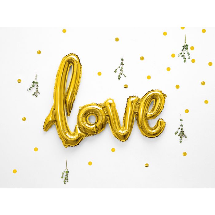 love folieballong guld - 73 x 59 cm