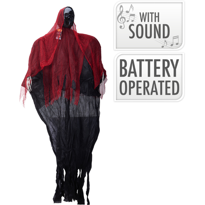 Hängande skelettdekoration med ljus/ljud/sensor - 184 cm 