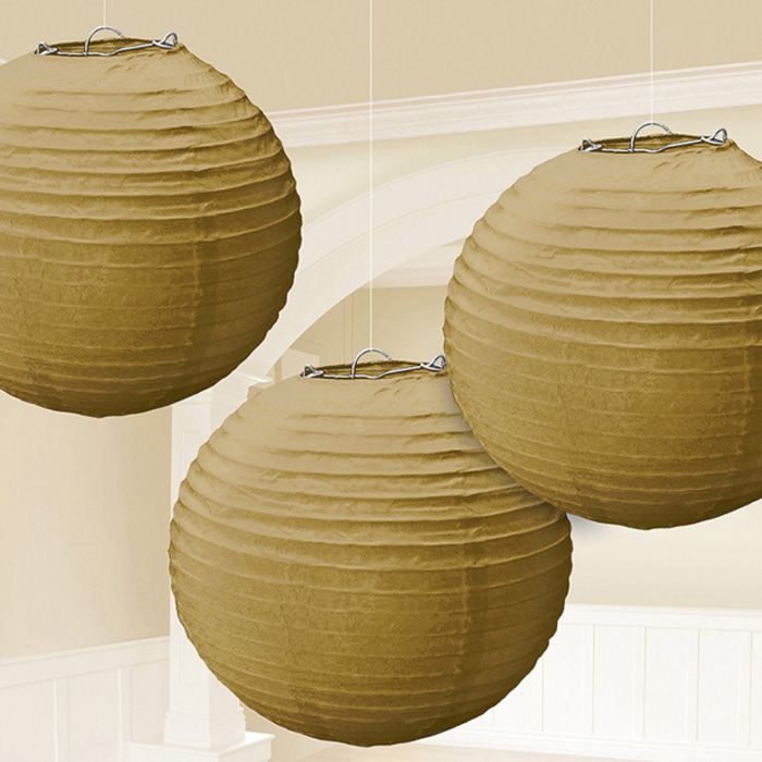 Guld Papperslyktor 3x - 24 cm