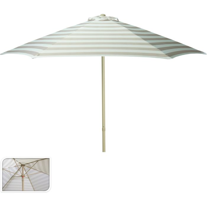 Stor parasoll, beige och råvit randig, Ø 230 cm