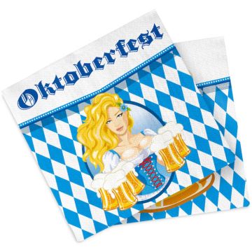 Oktoberfestservetter Med Tjej 20x - 33 x 33 cm