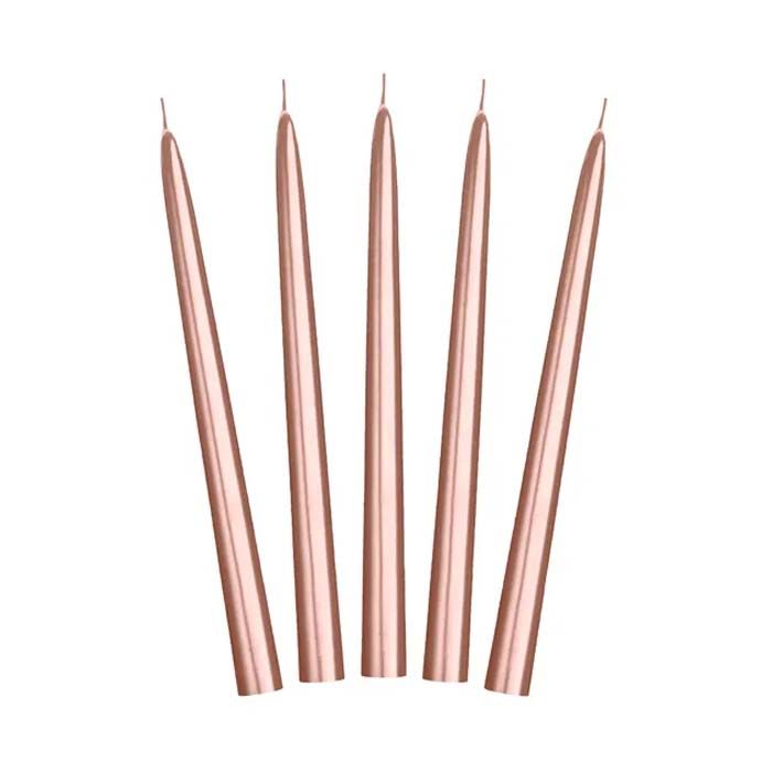 Spetsljus Metallic Rose Gold Stearinljus 10x - 24 cm