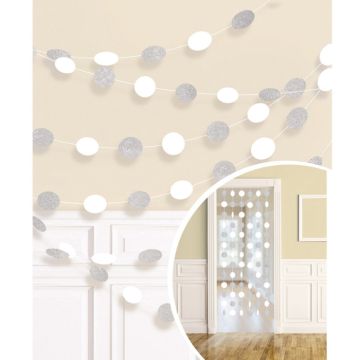 Vit & Silver Glittergardin - 213 cm