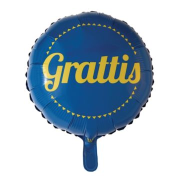 Blå och Gul Grattis Folieballong - 45 cm
