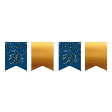 "Happy 50th" Flagggirlang Blå - 6 m