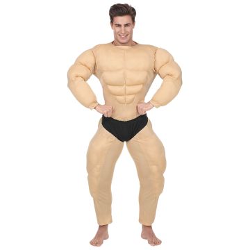 Rolig bodybuilder kostym i beige