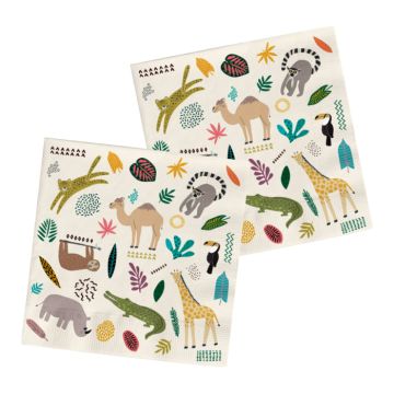 Servetter med zoo motiv 20x - 33x33 cm