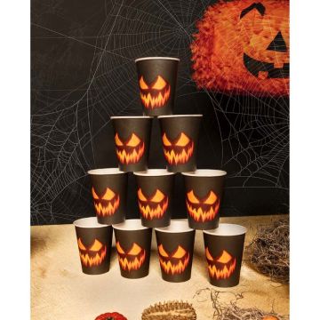 Kusliga halloween pumpapapperskoppar 10x - 210 ml
