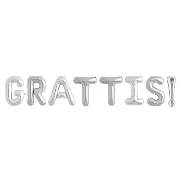 "GRATTIS!" Folieballonger Silver - 40 cm