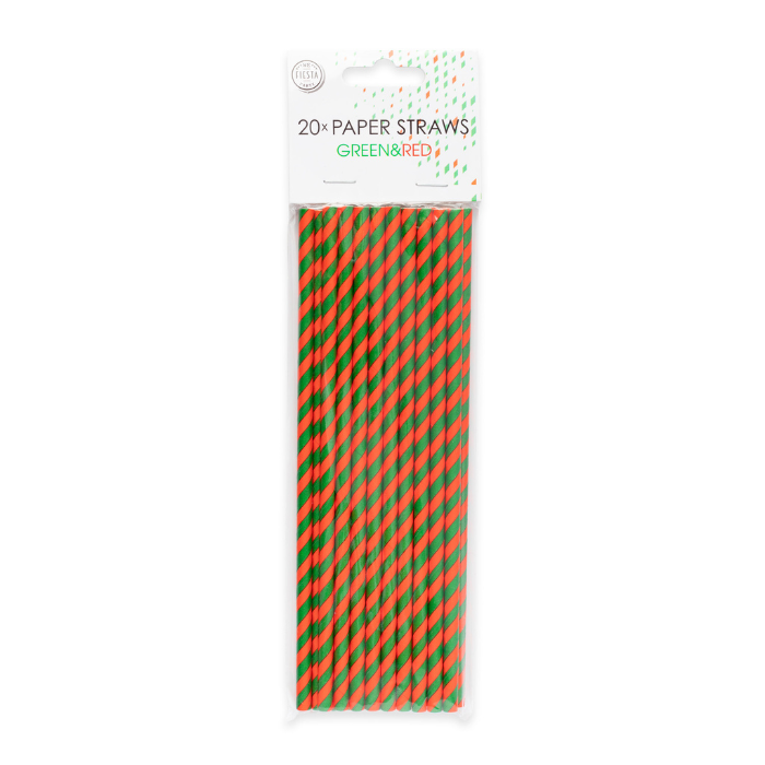 Röd och grön papperssugrör 20x 