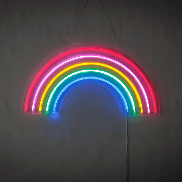 Regnbåge neon LED skylt - 32x63 cm