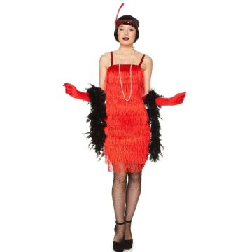 Retro 1920-tals röd flapperkostym för kvinnor