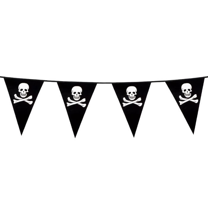Piratflagga girlang med dödskallar - 6 m