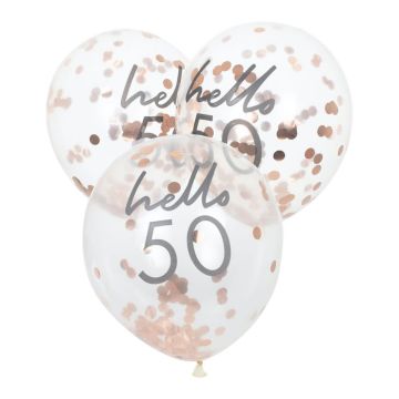 Hello 50 roséguld ballonger 5X - 30 cm