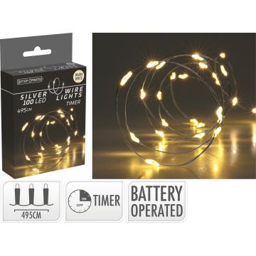 LED-ljusslinga på silvertråd med 100 mikrolys