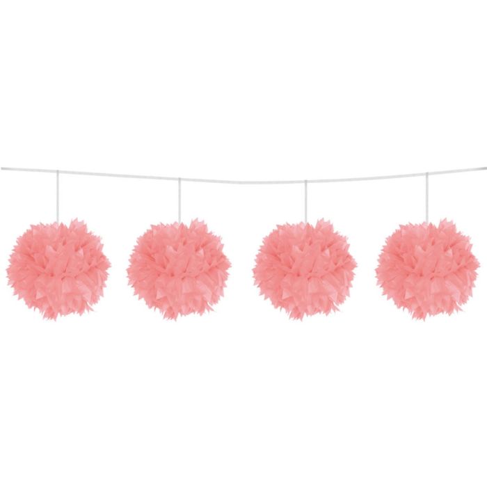 Rosa pompom girland - 3 m