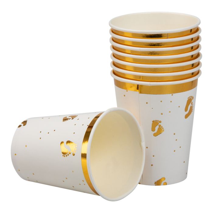 Pappersmuggar med babyfötter 8x - 240 ml