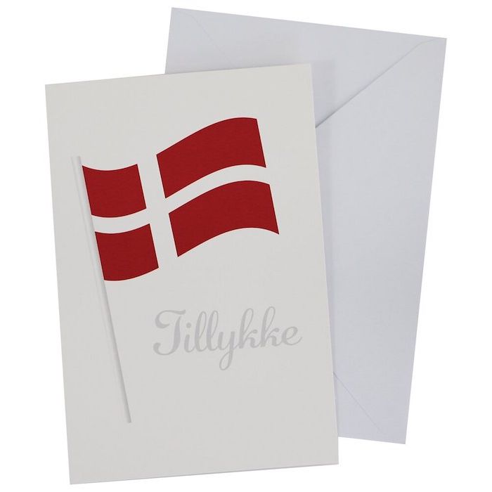 Dannebrog Grattis Kort Med Kuvert 