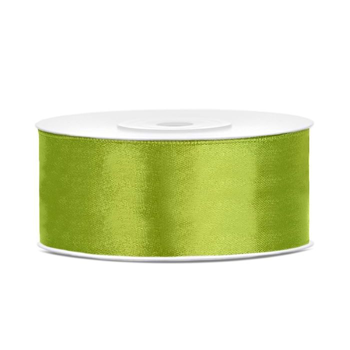 Ljust grönt satinband - 25 mm x 25 m