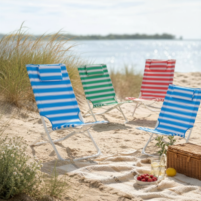 Strandstolar randiga 42x72x37/77 cm