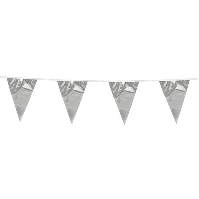 Silver Metallic Flagguirland 20 x 30 cm - 10 m