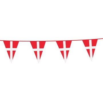 Dannebrog 20x30 cm Flaggirlang - 10 meter