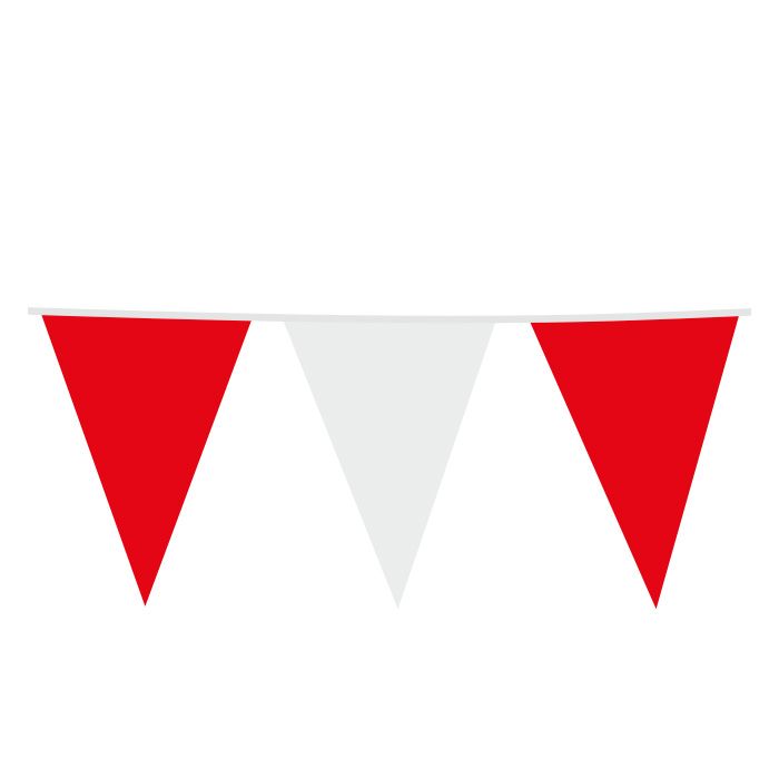 Röd & Vit 30 x 45 cm Flagguirland - 10 meter