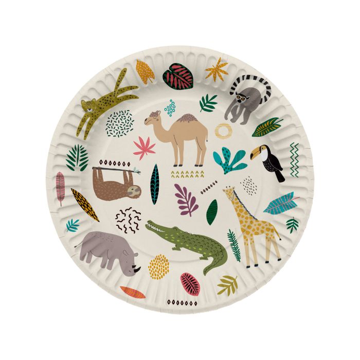 Paptallrikar med zoo motiv 8x - 23 cm