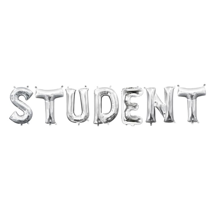 Studentfoliebalonger silver - 56 cm