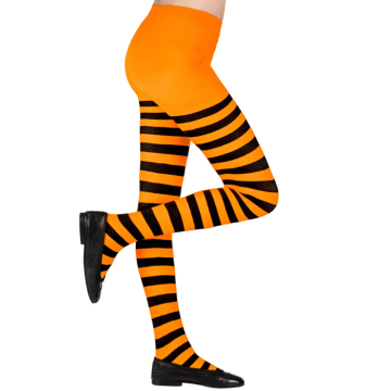 Orange/svart randiga strumpbyxor för barn