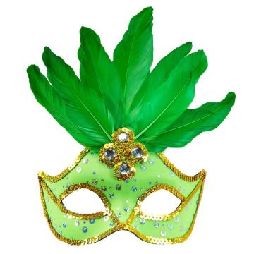 Grön Brasiliansk Mask med fjädrar