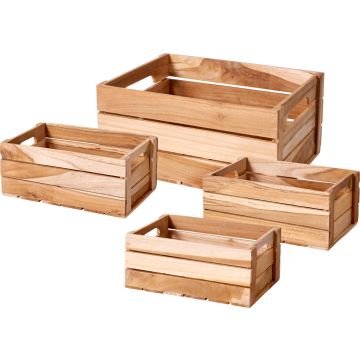 Träkskålar i teak 4 stk. i olika storlekar