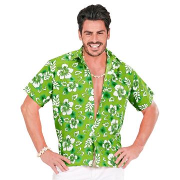 Grön hawaii skjorta med vita blommor