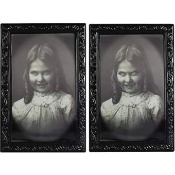 Läskigt 3D halloweenporträtt med förändrande bild 38x25 cm - Litet flickporträtt