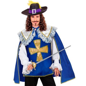 Musketärkappa för herrar i blått