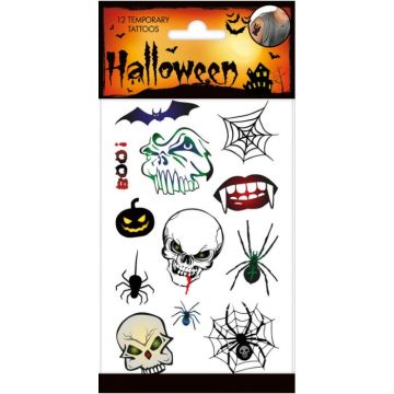 Falska tatueringar med skrämmande halloween motiv - 12x