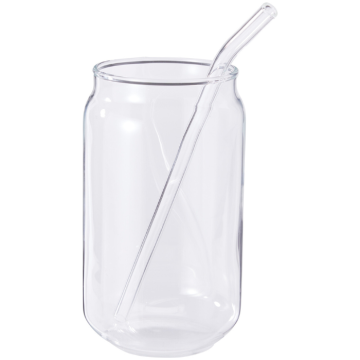 Glas med glasstrå 500 ml 2x
