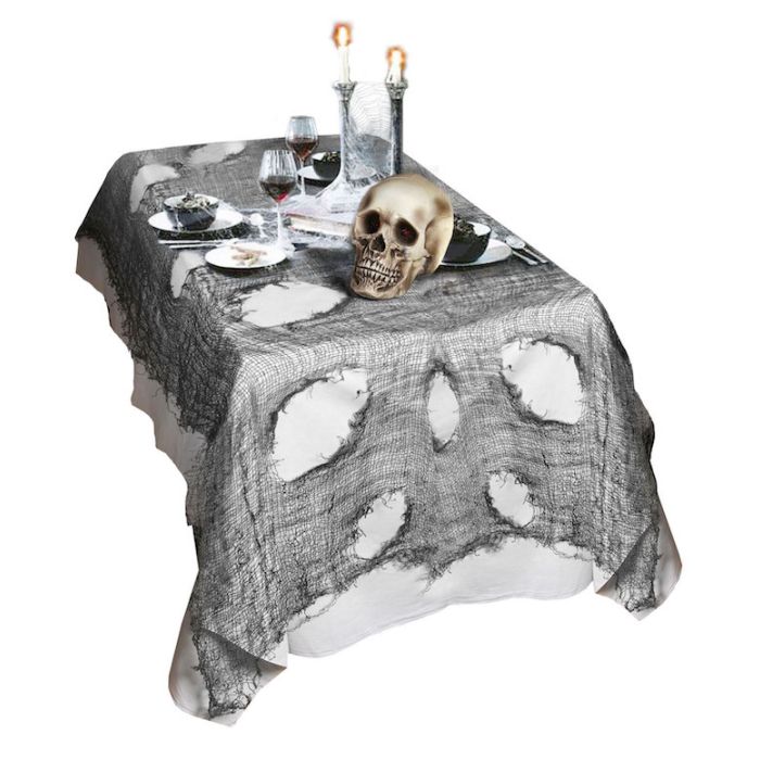 Fransig svart halloweenduk 60x300 cm