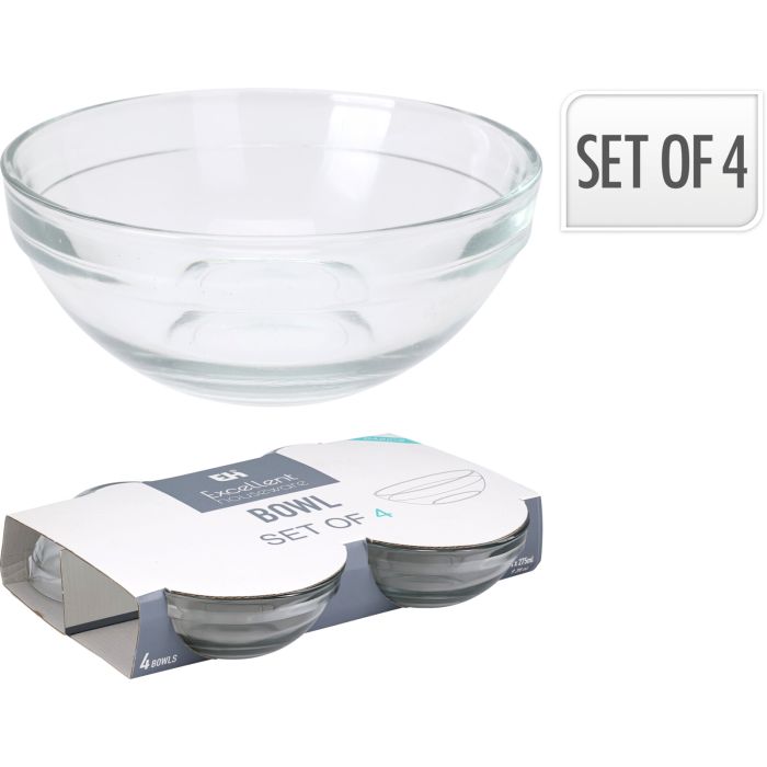 Glasskålar i klart glas, set av 4, 275 ml