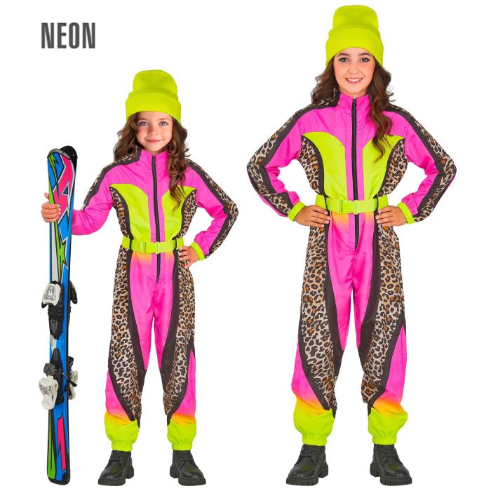 Neon overall för barn med leopardmönster