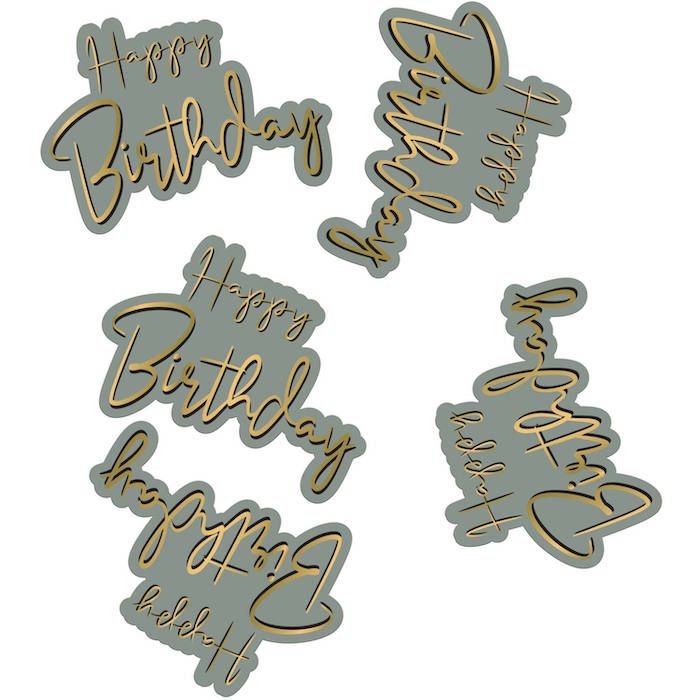 Happy Birthday bordkonfetti i golden dawn 45x - 5 cm