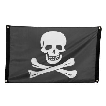 Svart piratbanner med dödskalle - 90x60 cm