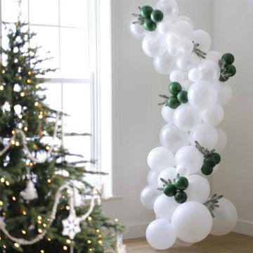 Jul Ballongbåge Snövit & Mörkgrön 83 delar