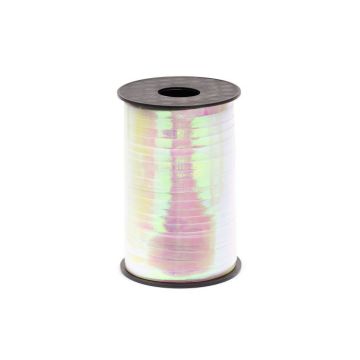 Metalliskt vitt plastgaveband - 225 m