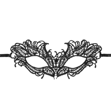 Svart spets karneval ögonmask - 21 cm
