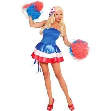 Fransk cheerleaderkostym i blått, vitt och rött