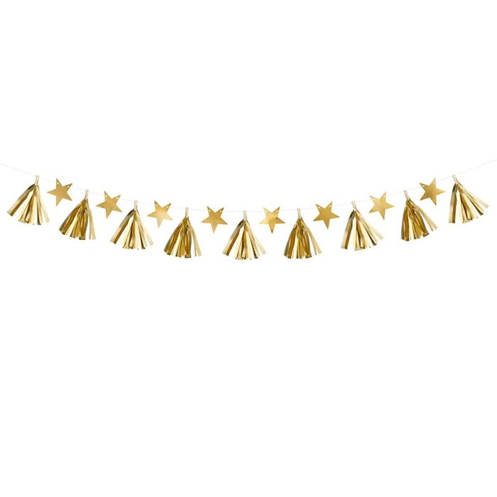 Guld Girlang med Stjärnor - 1,3 m