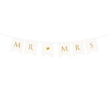 Mr Mrs Guirlande Vit Och Guld - 85 cm