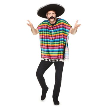 Mexikansk poncho mångfärgad one-size