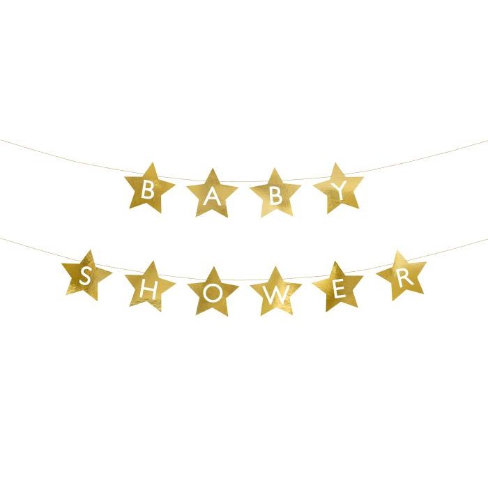 Guld babyshower stjärngirlang - 290x16,5 cm